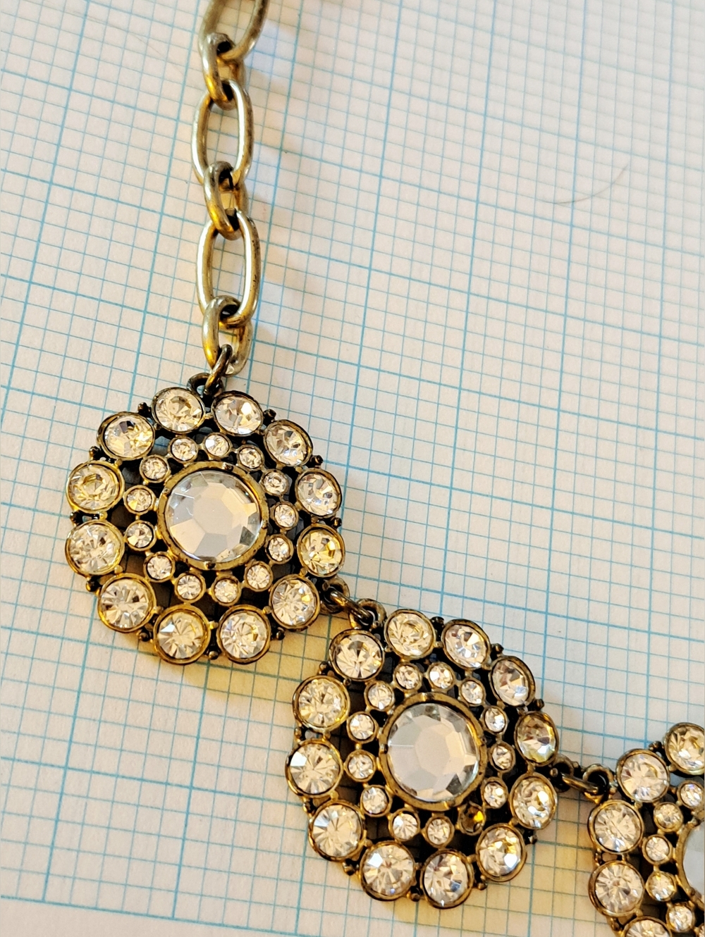 J. Crew Gold-Tone White Crystal Floral Medallion Necklace